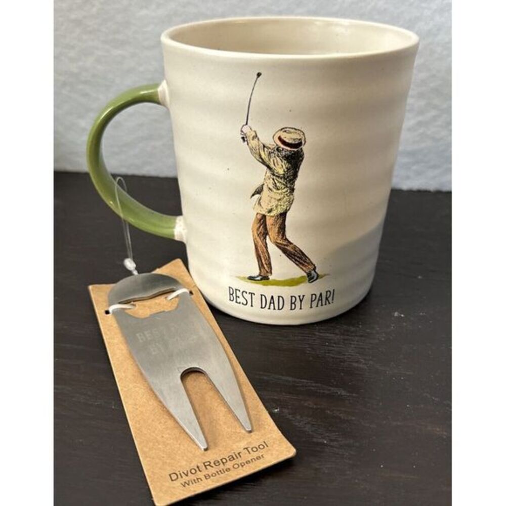 Prima Design Best Dad by Par Golf Ceramic‎ Coffee Tea Mug with Divot Repair Tool